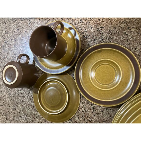 5 Piece Berkeley House Cups Saucers Marguerita Stoneware 70s VTG Yellow Floral - Picture 6 of 9